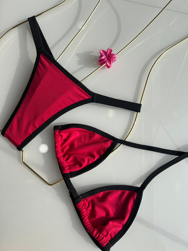 Biquíni Marquinha Perfeita - Fita -  Bicolor- Vermelho / Preto
