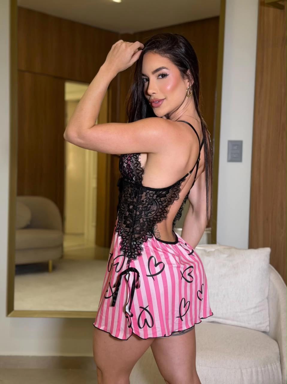 Camisola Encanto- Listra Rosa