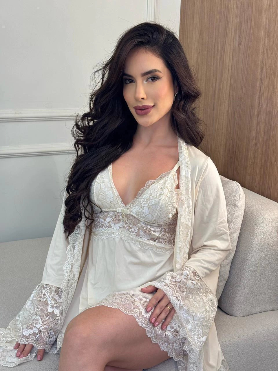 Kit Luxo Robe Camisola - Pérola