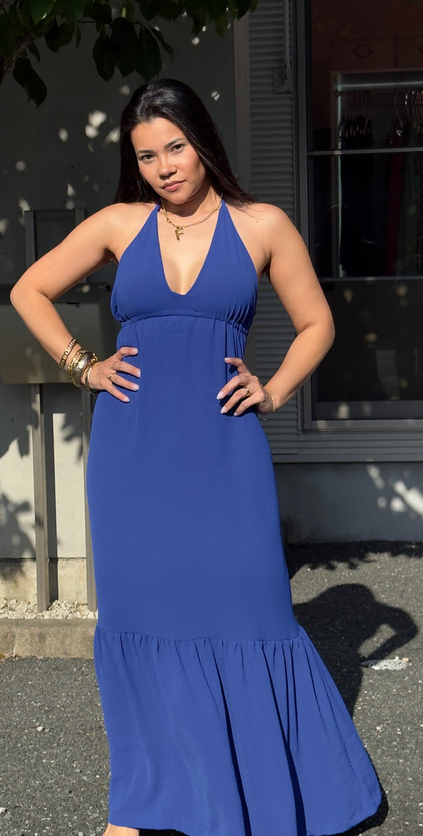 Vestido Longo -  Coleção Boho - Azul Marinho -  Fiorella