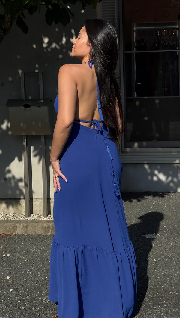 Vestido Longo -  Coleção Boho - Azul Marinho -  Fiorella