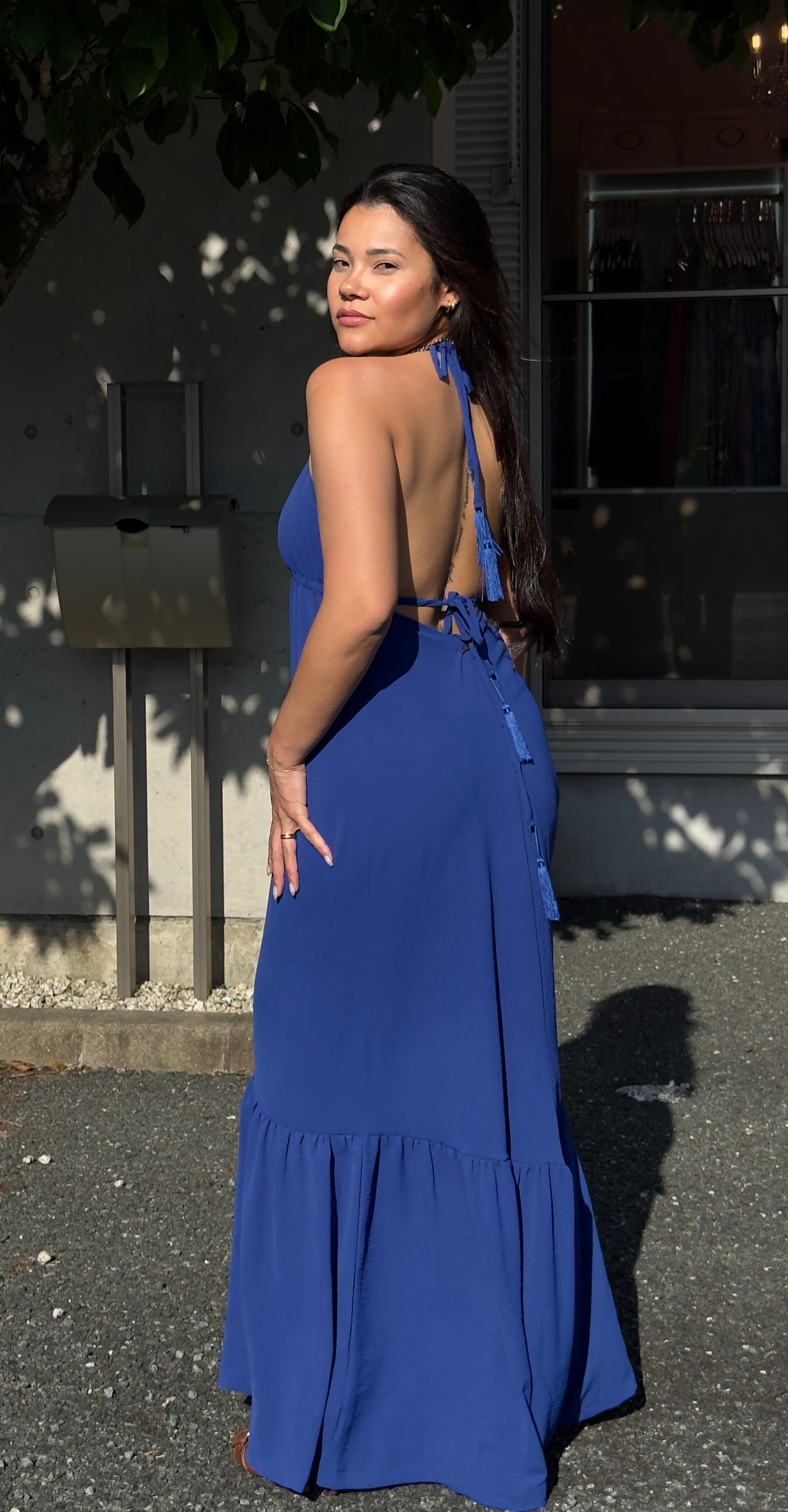 Vestido Longo -  Coleção Boho - Azul Marinho -  Fiorella