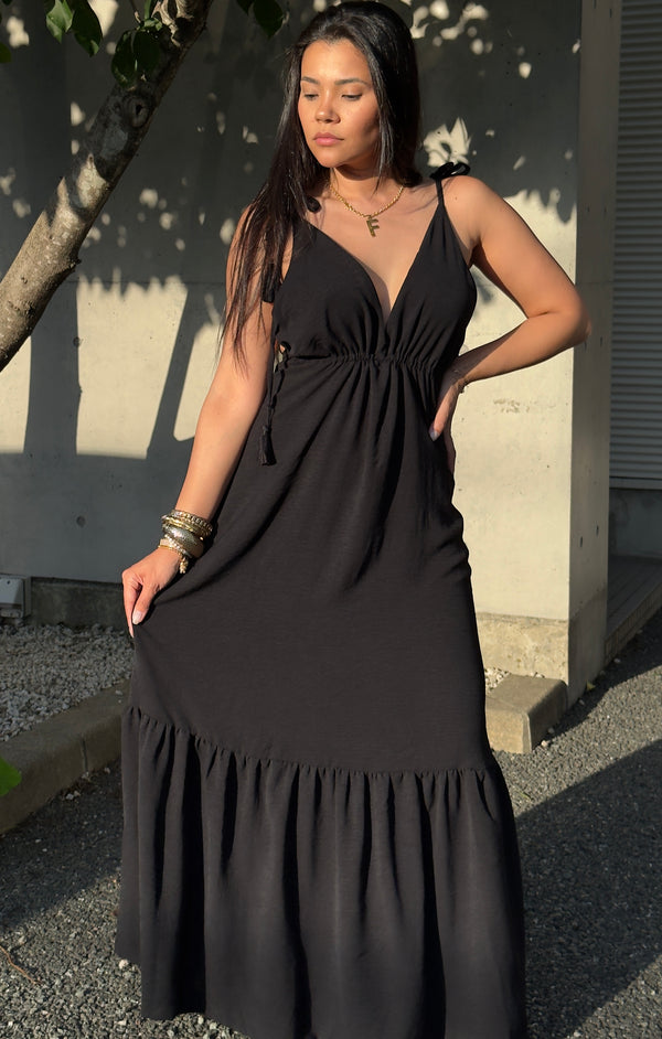 Vestido Longo - Coleção Boho - Preto -  Fiorella