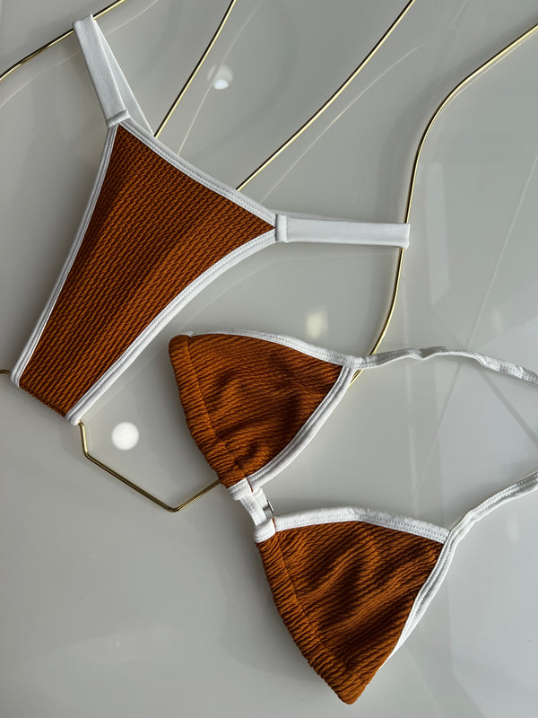 Biquíni Marquinha Perfeita - Fita -  Bicolor- Canela/ Branco