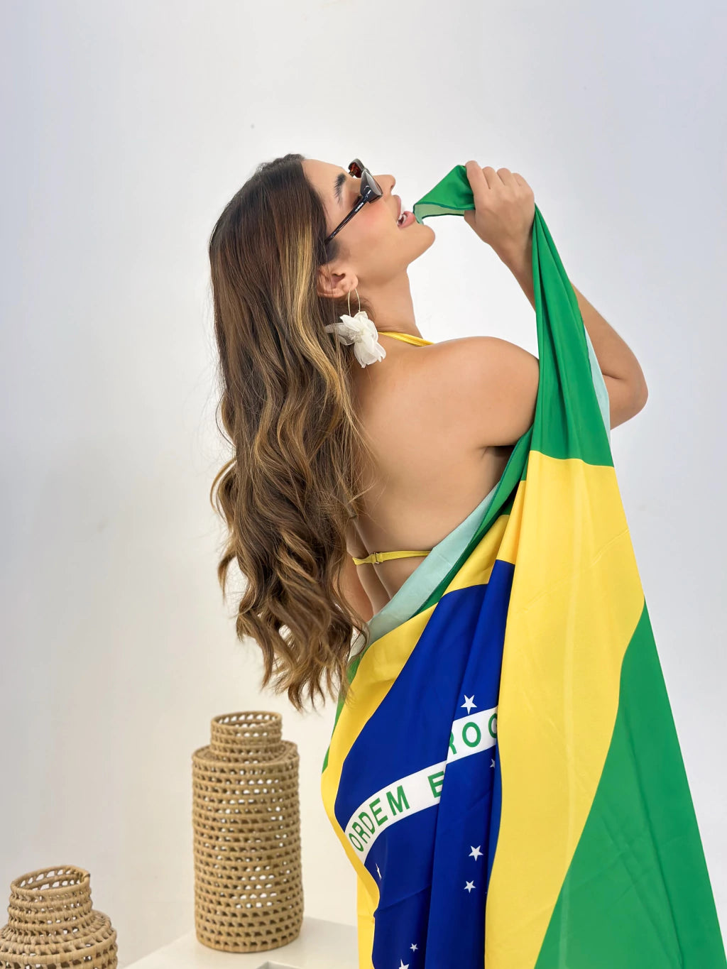 Canga grande Brasil - Pareô 143x113cm Bandeira do Brasil