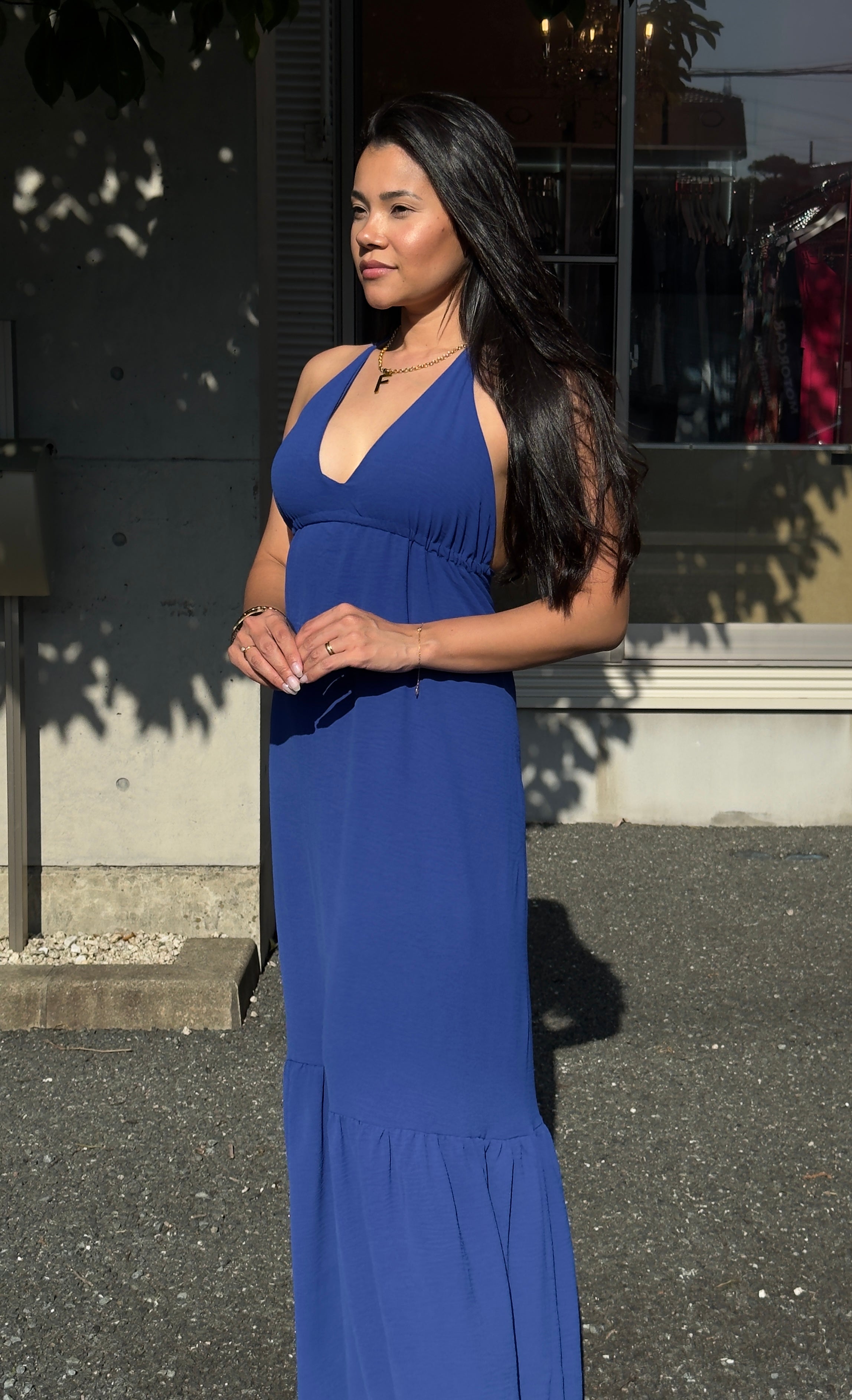 Vestido Longo -  Coleção Boho - Azul Marinho -  Fiorella