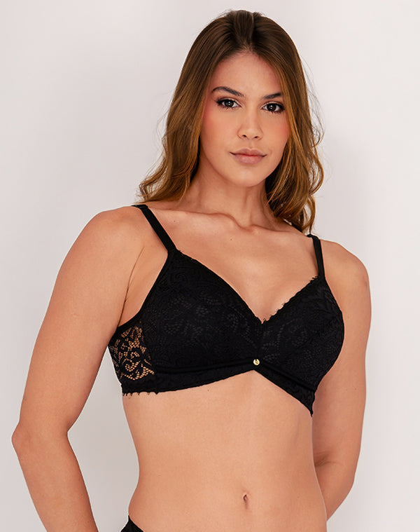 SUTIÃ TOP - BOJO TRI RENDADO - PRETO - REF-P ST11 0030