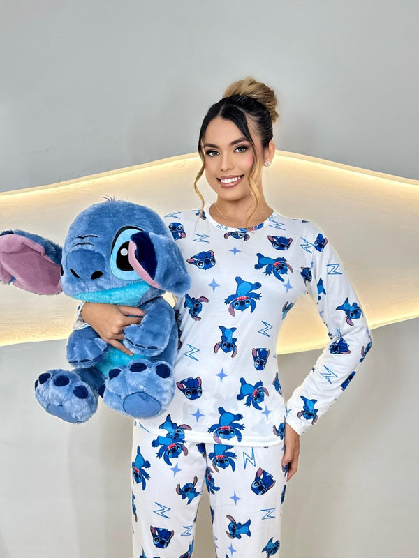 Pijama longo manga full- Personagem azul