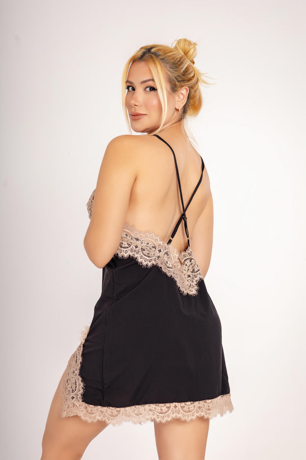 Camisola Fernanda - Preto/Nude