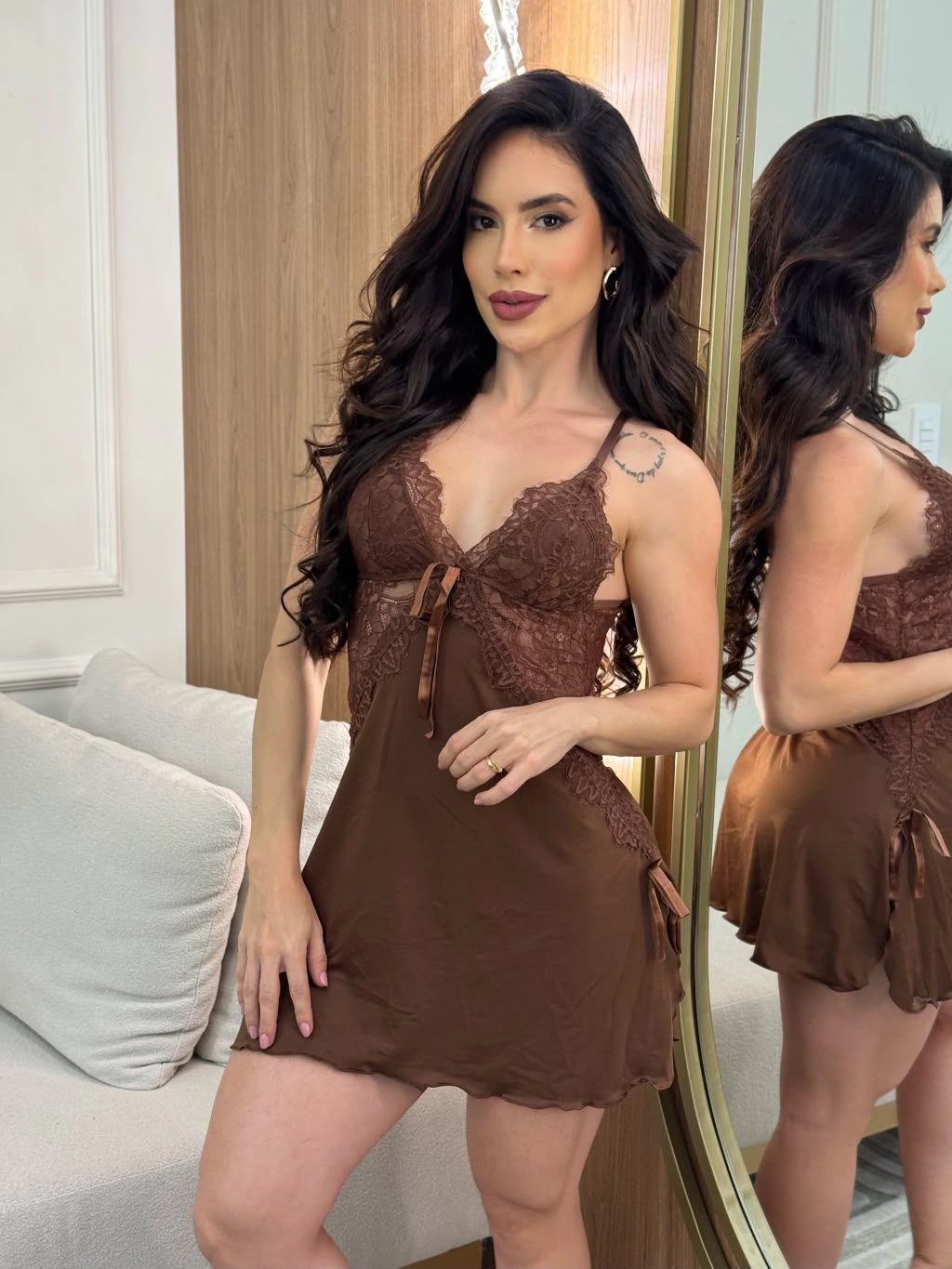 Camisola Encanto- Marrom