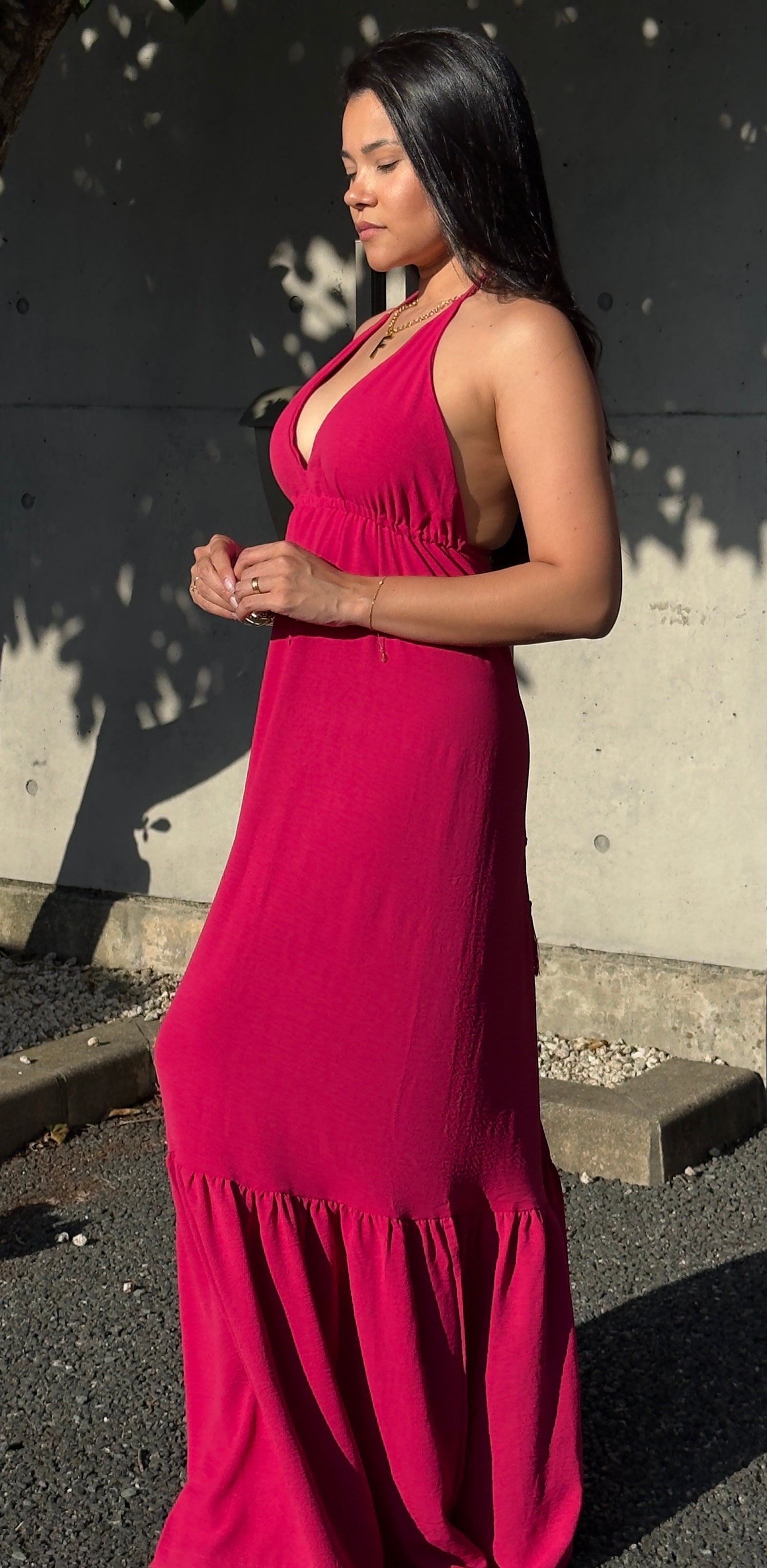 Vestido Longo - Coleção Boho - Cereja -  Fiorella