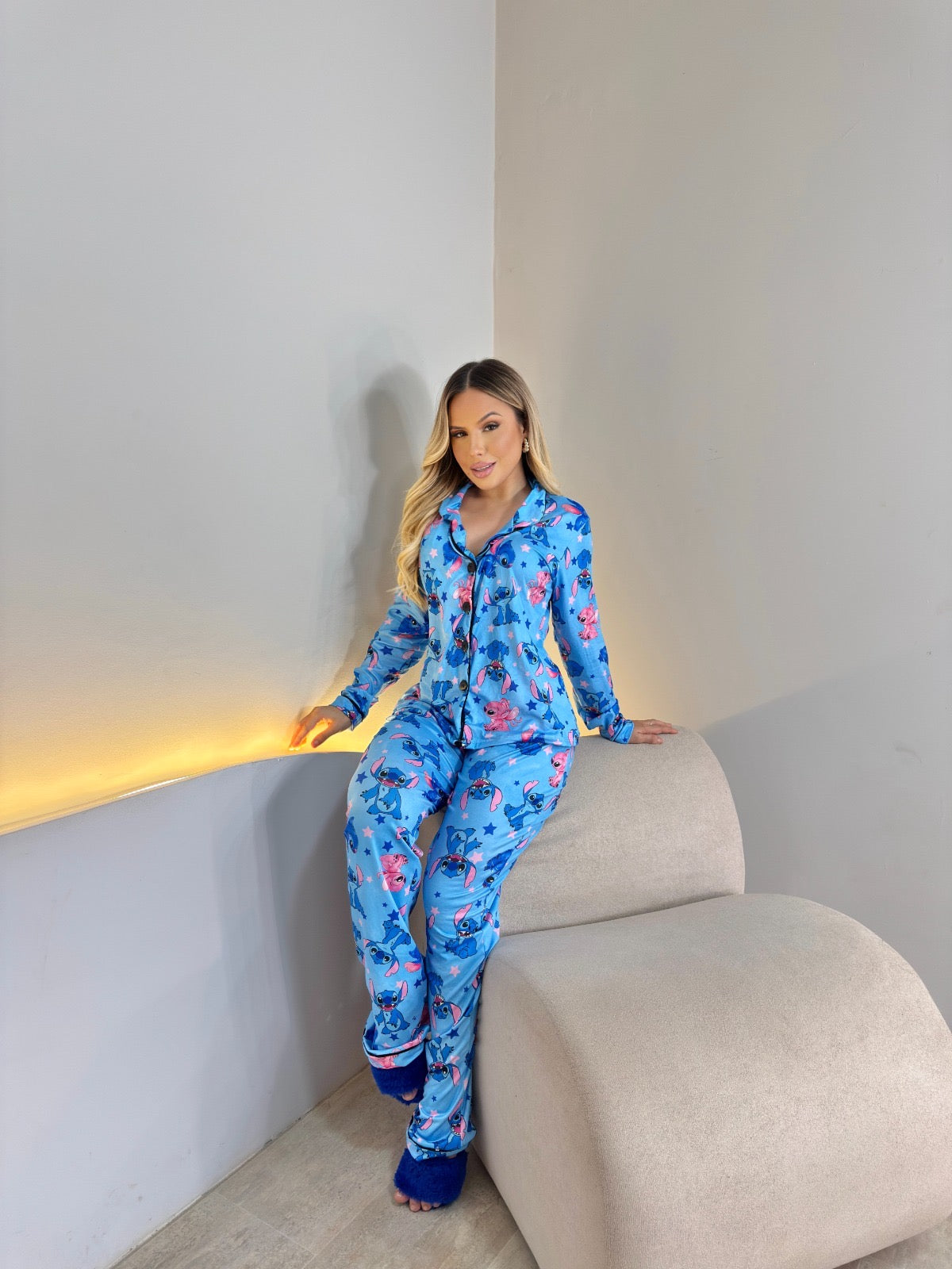 PIJAMA LONGO - AMERICANO - STITCH E ANGEL