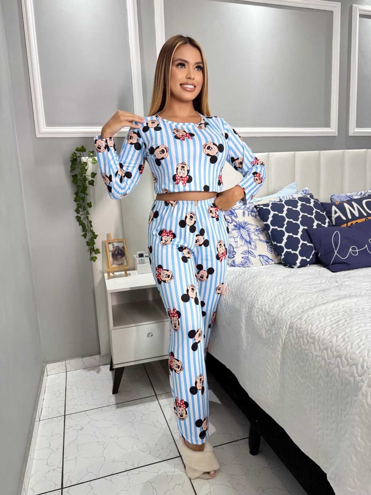 PIJAMA LONGO - MAX CROPPED - MICKEY E MINNIE