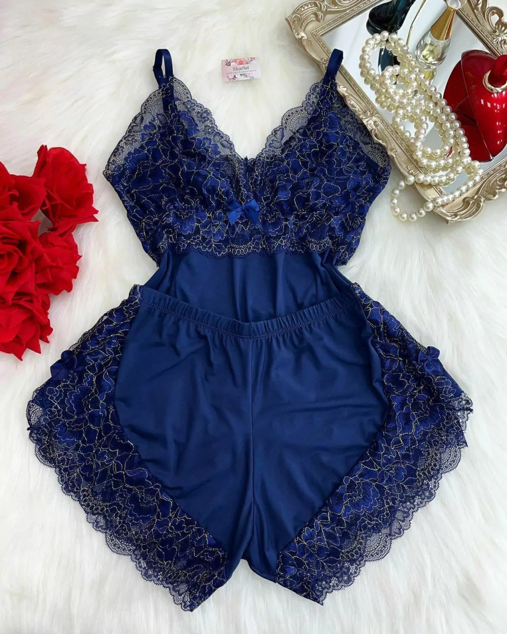Baby Doll Ayme - Azul/Dourado