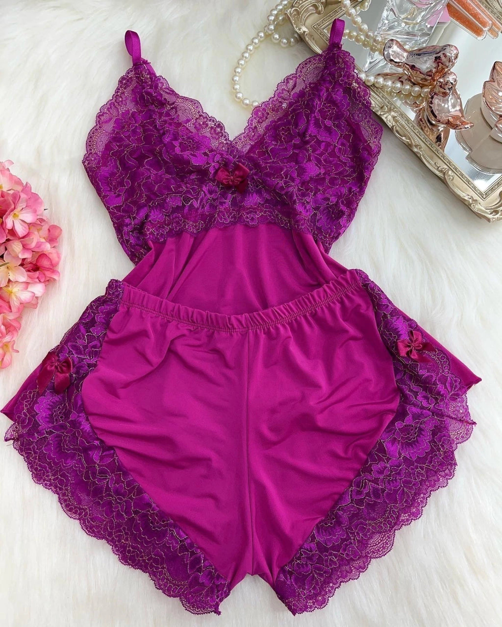 Baby Doll Ayme - Magenta/Dourado