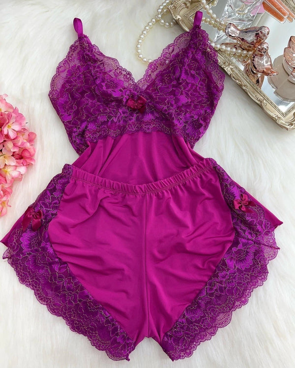 Baby Doll Ayme - Magenta/Dourado