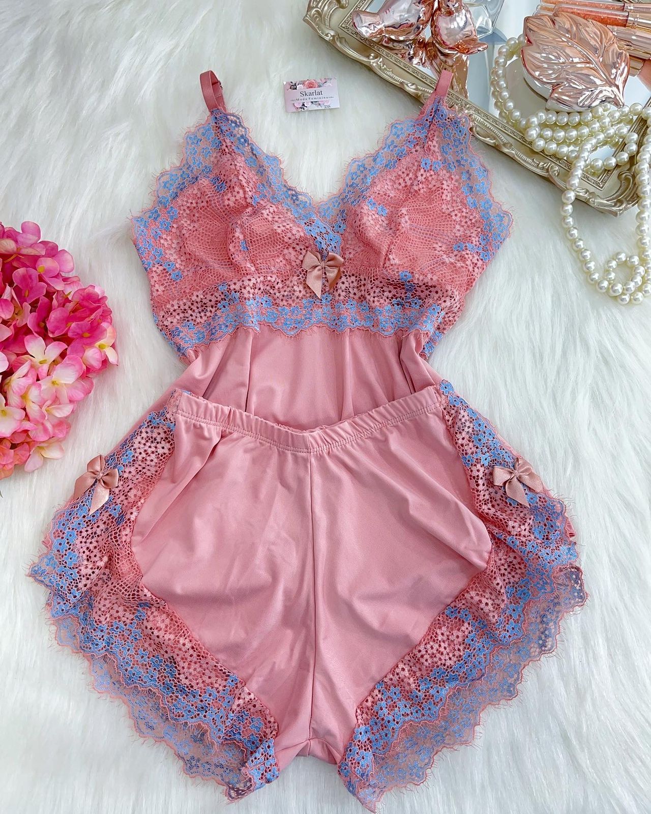 Baby doll Ayme - rosa c/azul