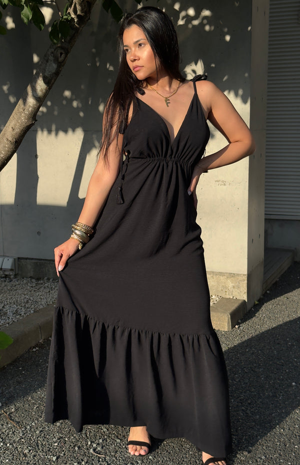 Vestido Longo - Coleção Boho - Preto -  Fiorella