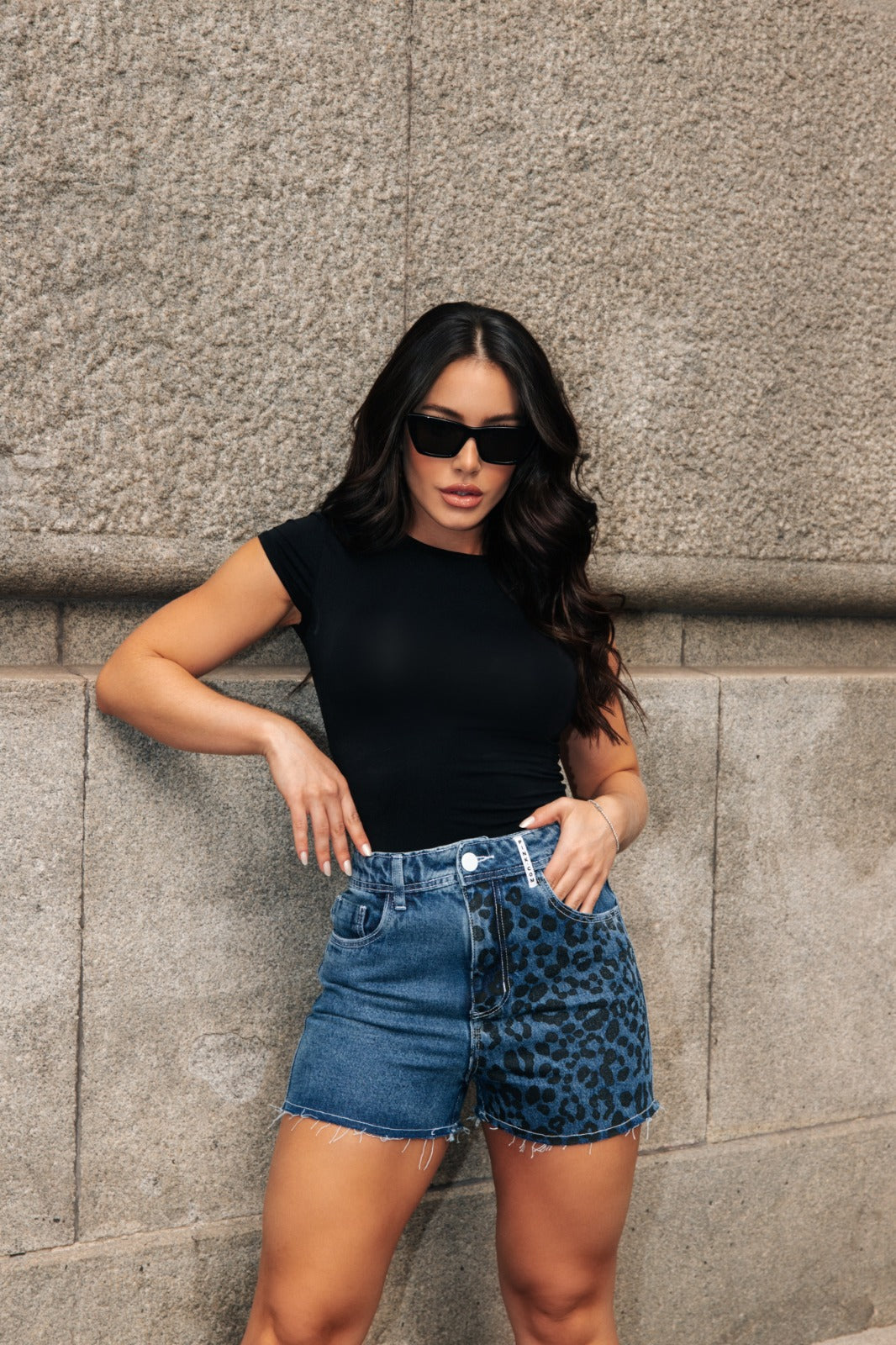 Short Jeans - Hot Animal Print - Claro