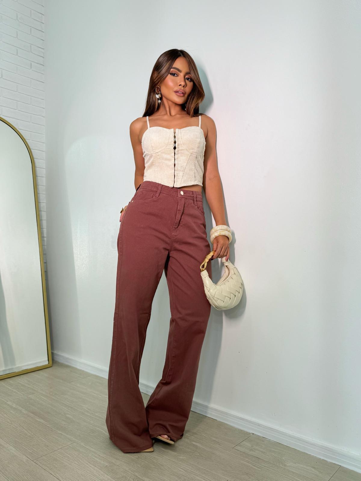 Calça Jeans - Valeria - Marrom