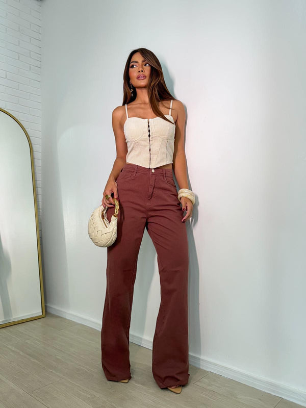 Calça Jeans - Valeria - Marrom