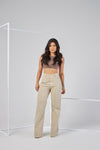 Calça Jeans - Wide Leg - Fabi - Nude
