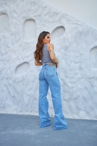Calça Jeans - Wide Leg - Lane Clara