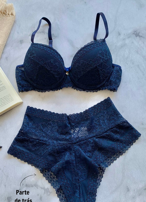Conjunto Rendado - 1586 - Azul Marinho