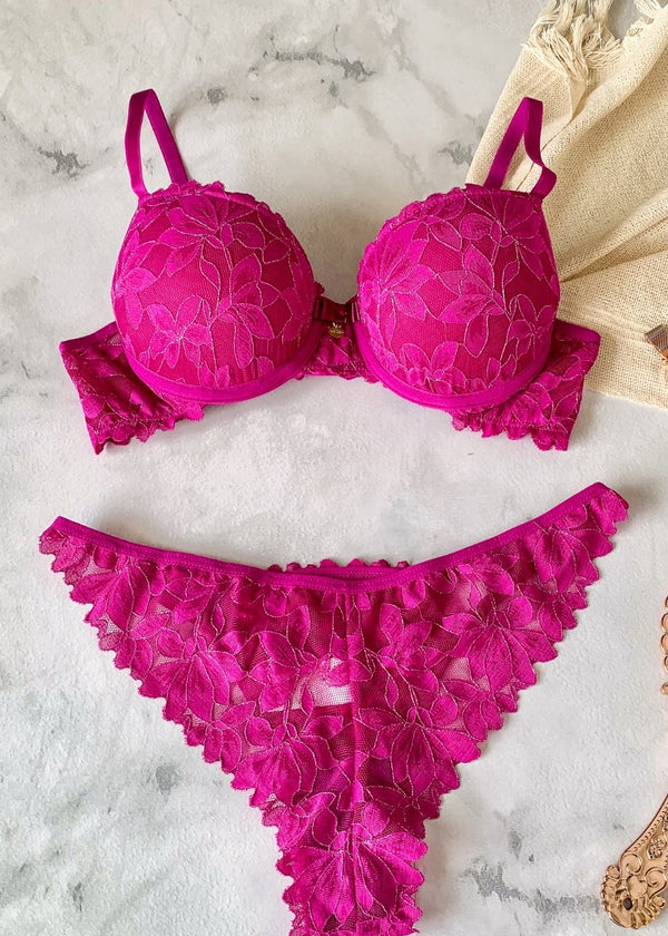 Conjunto Rendado - 1667 - Roxo