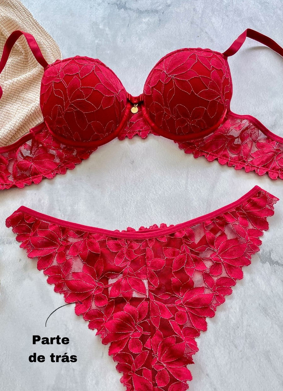 Conjunto Rendado - 1667 - Vermelho Divino