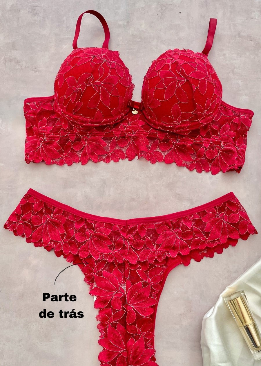 Conjunto Rendado - 1669 - Vermelho Divino