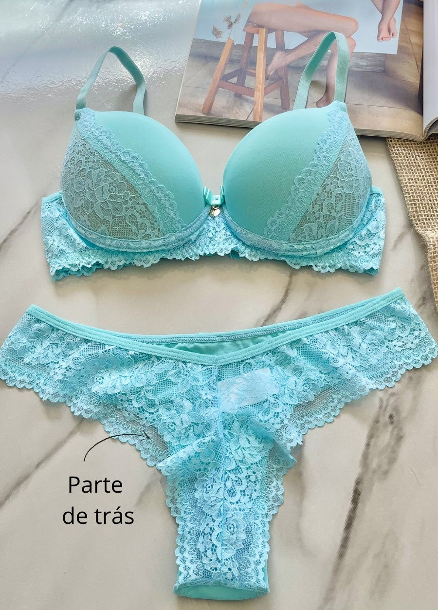 Conjunto Rendado - 1465 - Azul