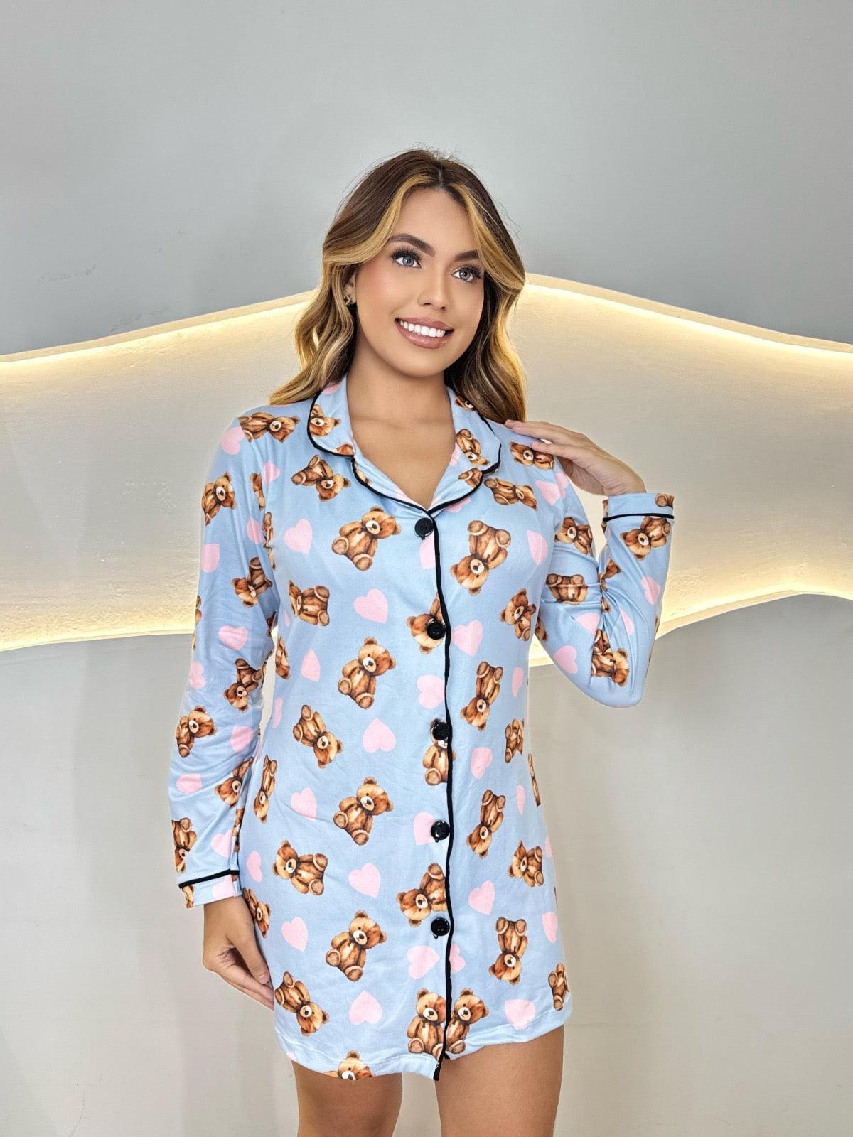 PIJAMA LONGO - CHEMISE - URSINHO CORAÇÕES