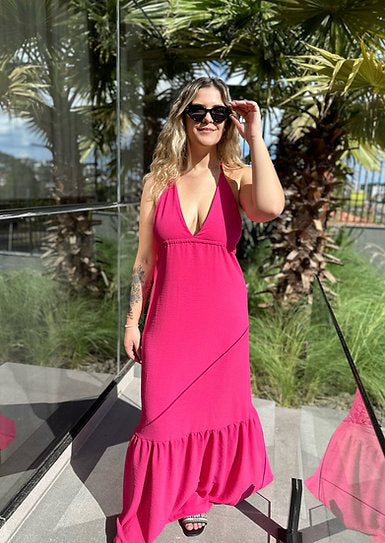 Vestido Longo - Coleção Boho - Cereja -  Fiorella