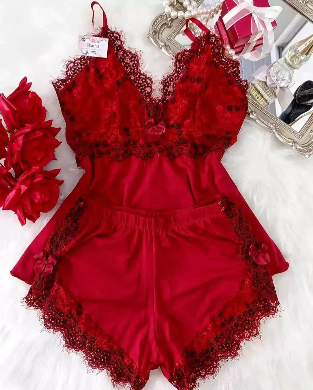 Baby Doll Ayme - Vermelho/Preto
