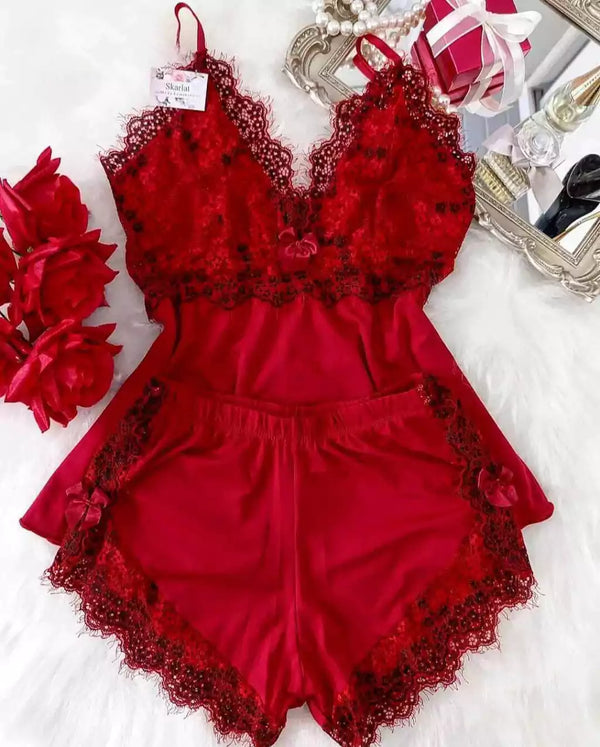 Baby Doll Ayme - Vermelho/Preto