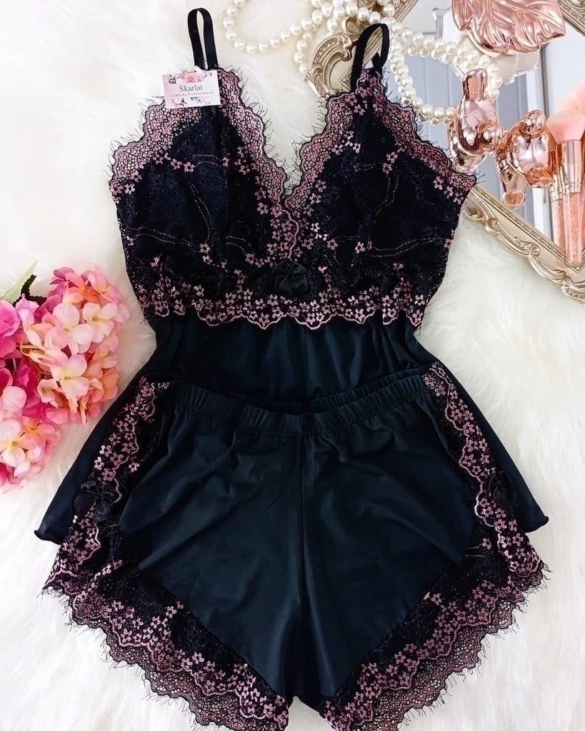 Baby Doll Ayme - Preto/Rosa
