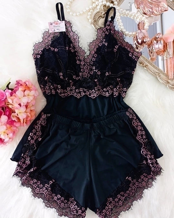Baby Doll Ayme - Preto/Rosa