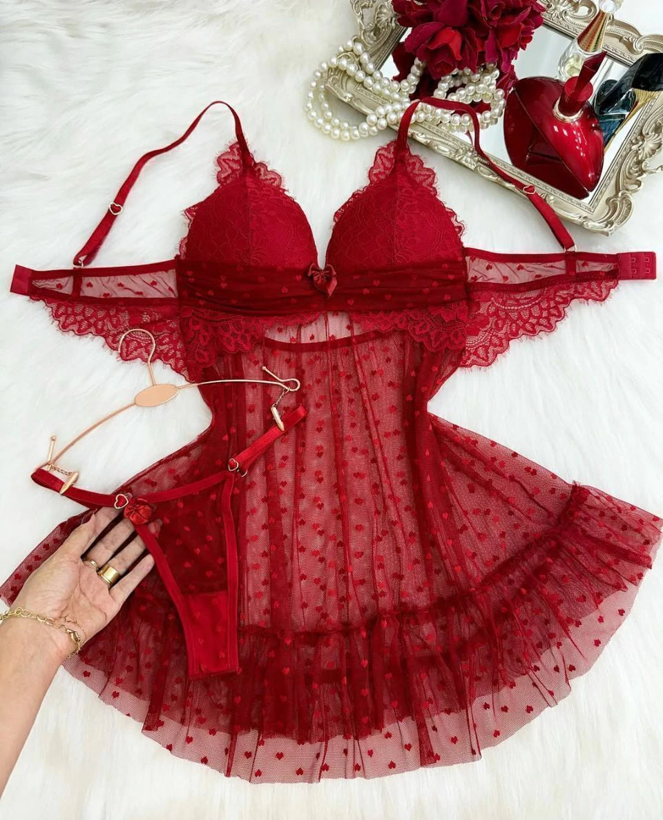 Camisola Angelica - Vermelho/Coração