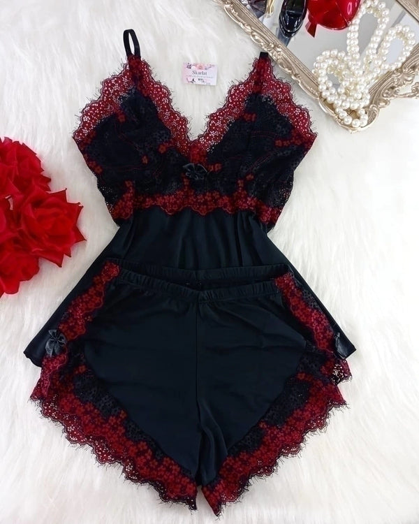 Baby Doll Ayme - Preto/Vermelho