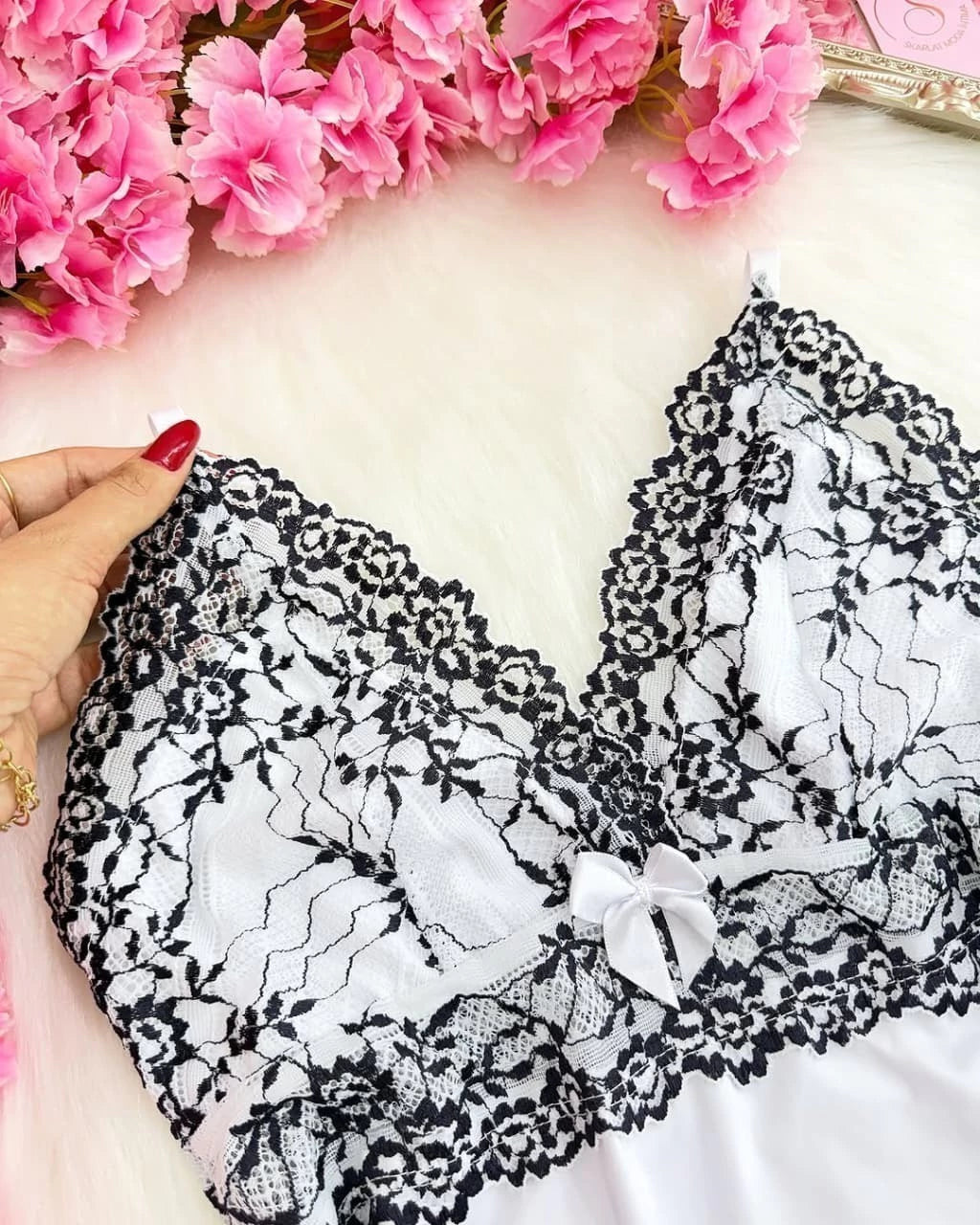 Baby Doll Ayme - Branco/Preto