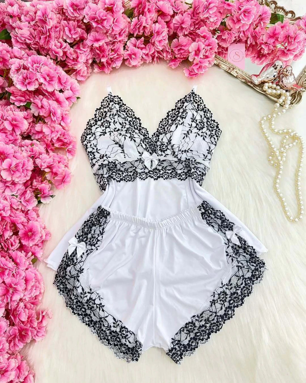 Baby Doll Ayme - Branco/Preto